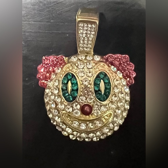 Iced Out Gold Chain Pendant for Necklace Colorful Diamond Simulant Stones:Clown - Picture 1 of 5
